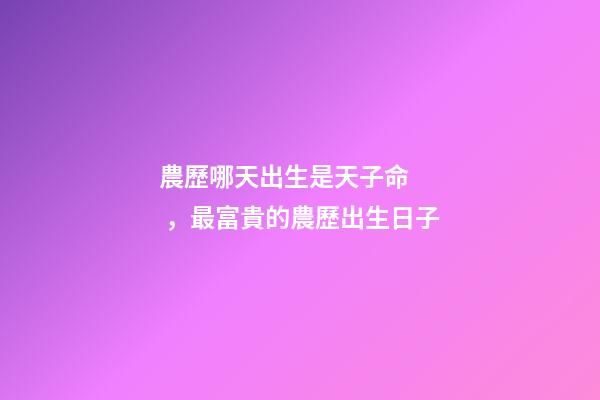 農歷哪天出生是天子命，最富貴的農歷出生日子